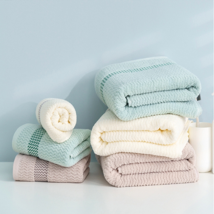 91家纺网 家纺一手货源 找家纺 朴尔家纺-毛巾被 2026新款全棉纯棉32股波浪纹系列毛巾浴巾 组合图仅供展示 毛巾35x75cm/条