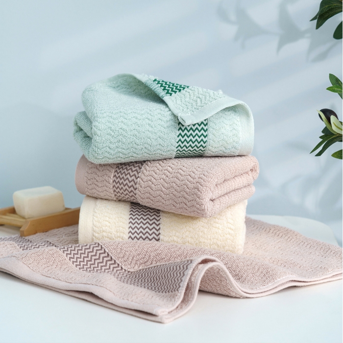 91家纺网 家纺一手货源 找家纺 朴尔家纺-毛巾被 2026新款全棉纯棉32股波浪纹系列毛巾浴巾 组合图仅供展示 毛巾35x75cm/条
