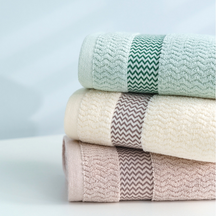 朴尔家纺-毛巾被 2026新款全棉纯棉32股波浪纹系列毛巾浴巾 浴巾-米白色 毛巾35x75cm/条