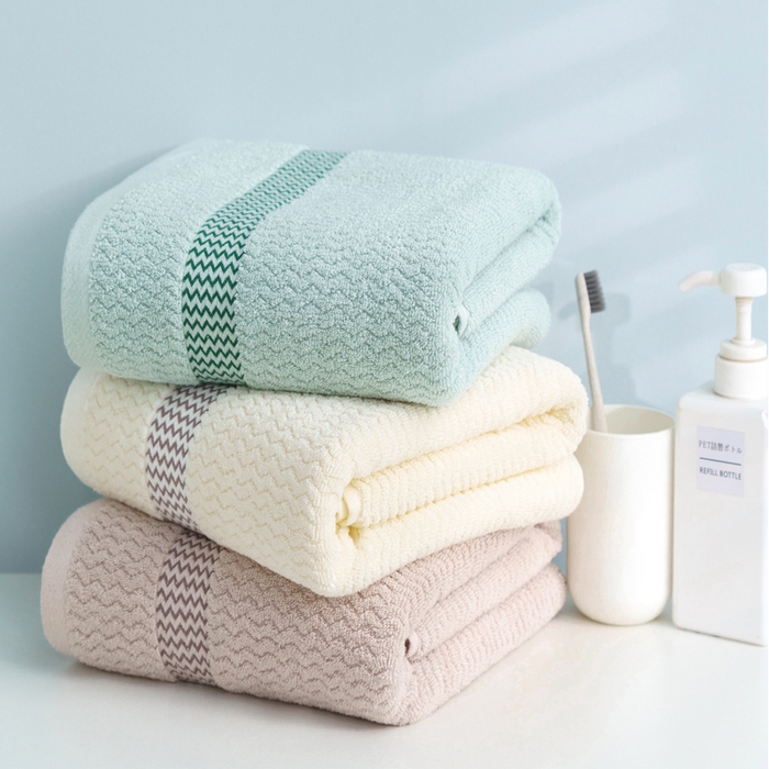 91家纺网 家纺一手货源 找家纺 朴尔家纺-毛巾被 2026新款全棉纯棉32股波浪纹系列毛巾浴巾 组合图仅供展示 浴巾70x140cm/条