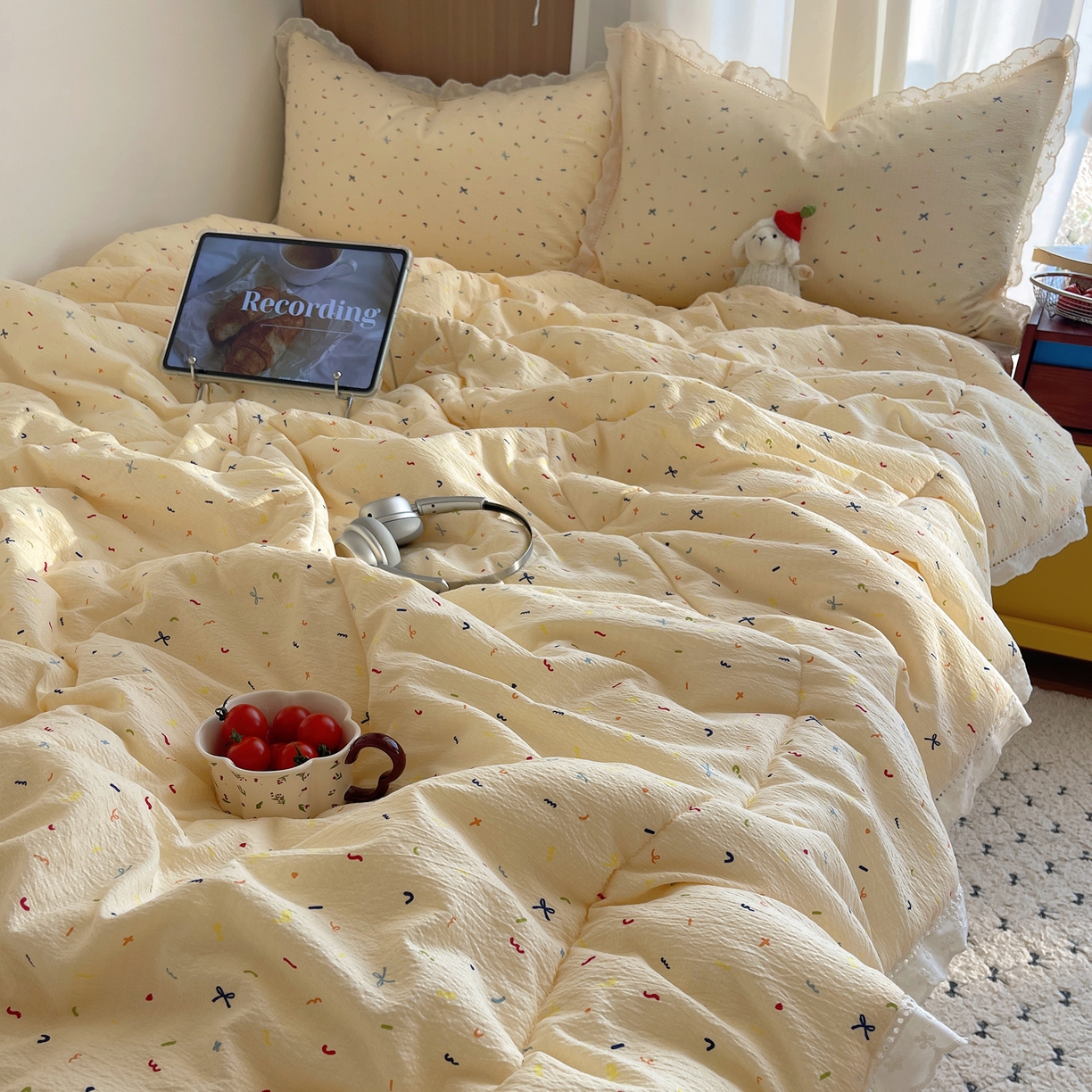 91家纺网 家纺一手货源 找家纺 宝士康家纺 2026新款10A抗菌提花色织花边单夏被/夏被四件套/空调被 元起点