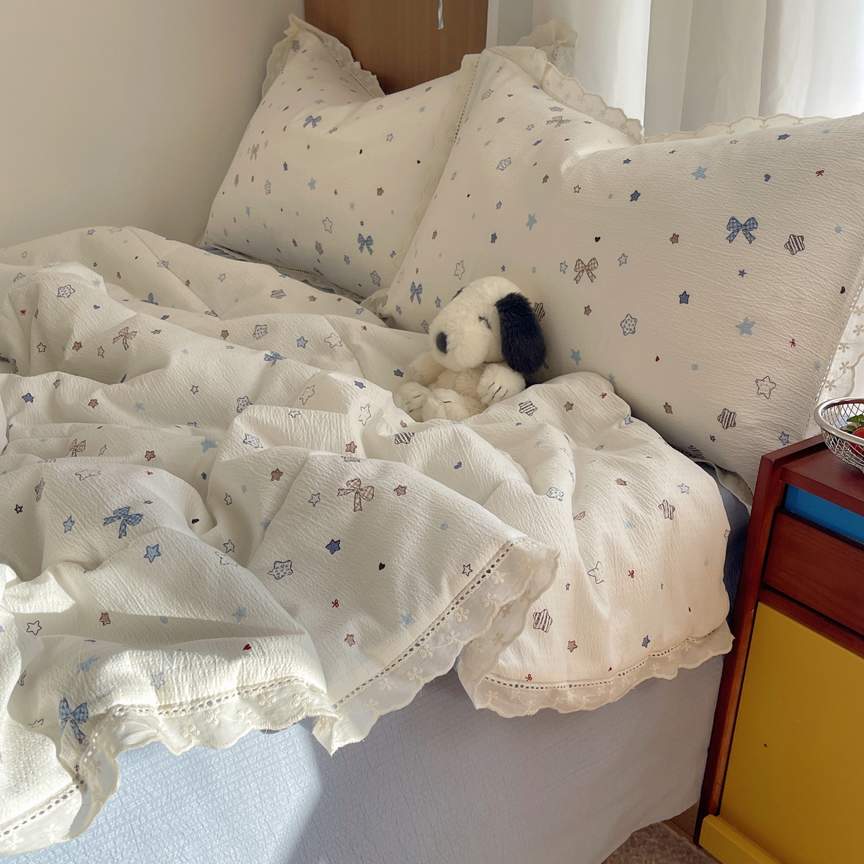 91家纺网 家纺一手货源 找家纺 宝士康家纺 2026新款10A抗菌提花色织花边单夏被/夏被四件套/空调被 云星结