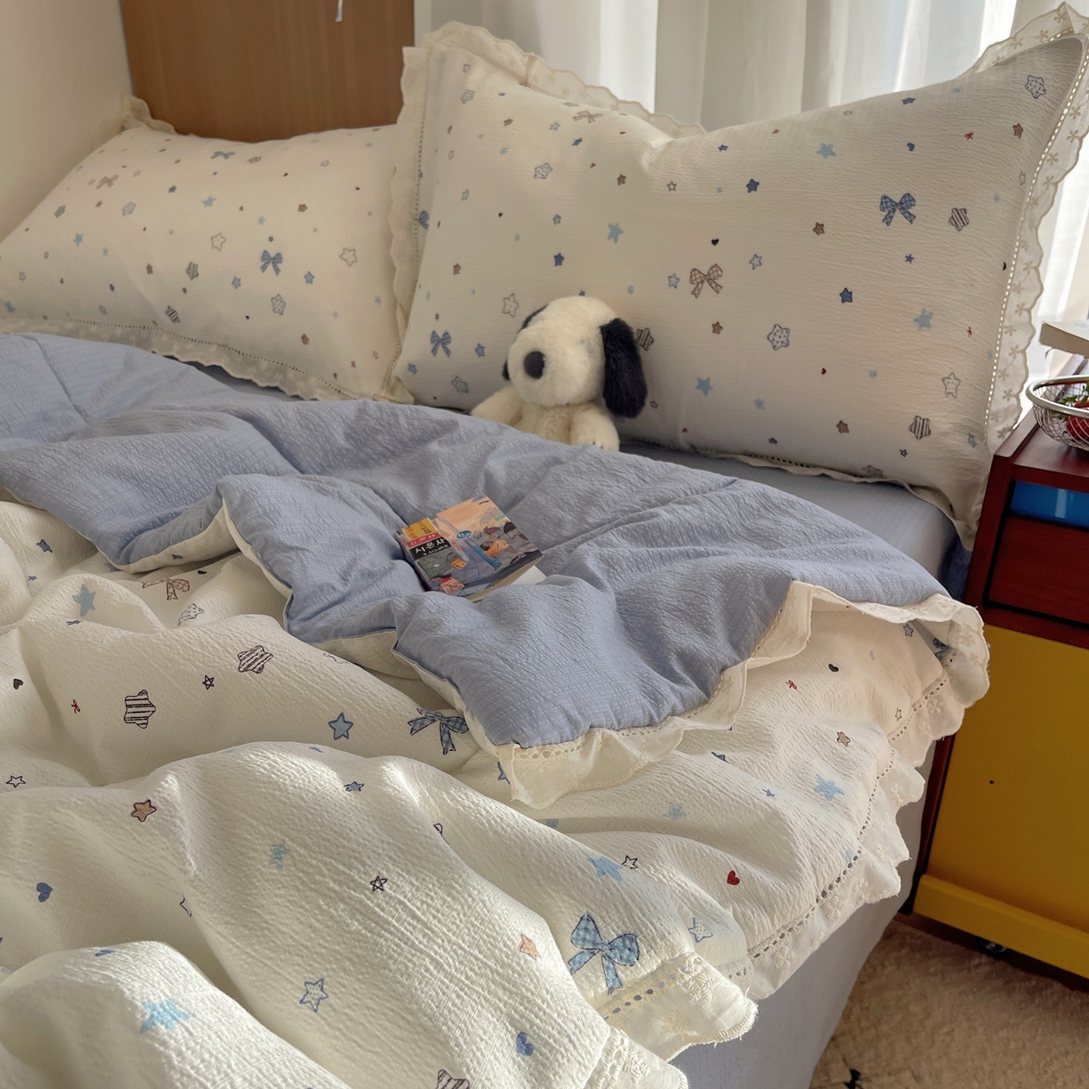 91家纺网 家纺一手货源 找家纺 宝士康家纺 2026新款10A抗菌提花色织花边单夏被/夏被四件套/空调被 云星结