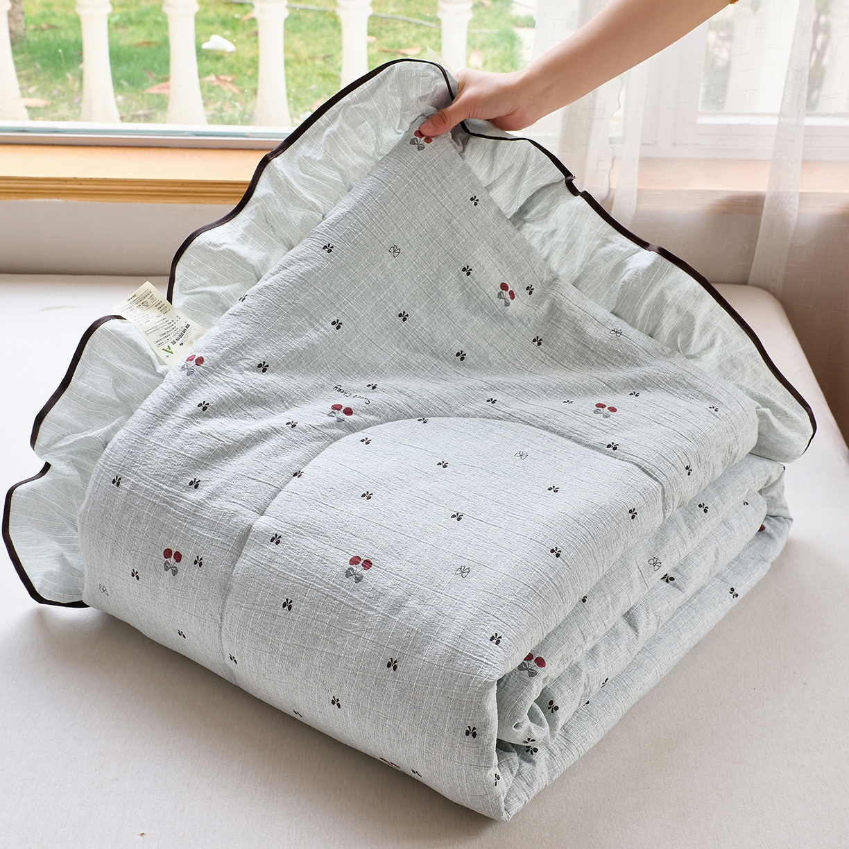 91家纺网 家纺一手货源 找家纺 （总）宝士康家纺 2026新款10A抗菌提花色织花边单夏被/夏被四件套/空调被