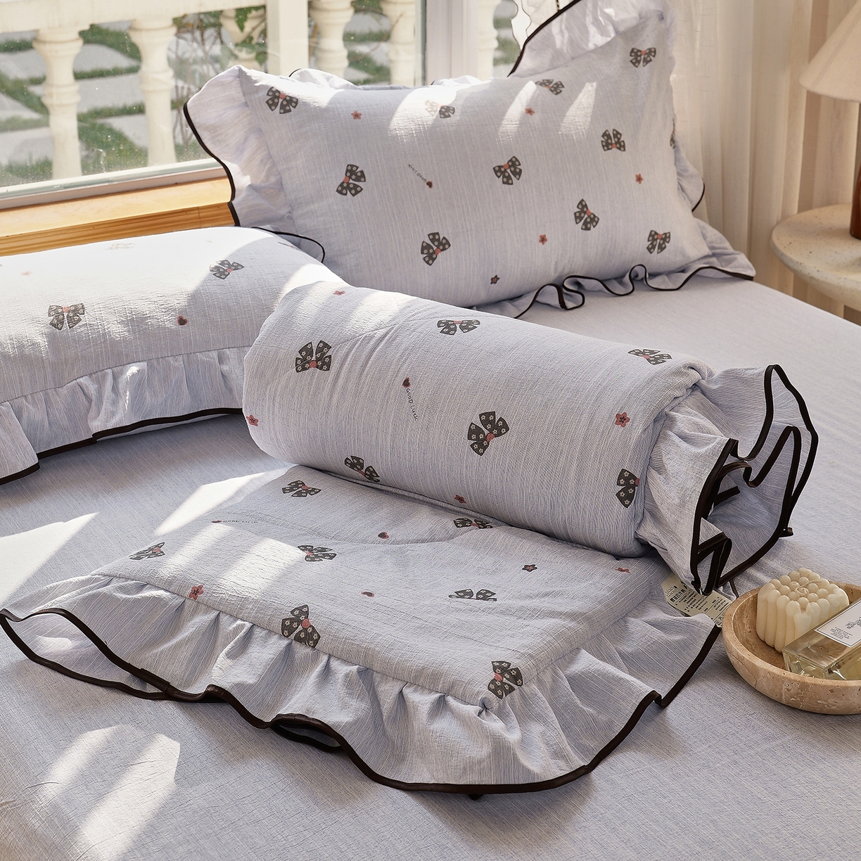 91家纺网 家纺一手货源 找家纺 （总）宝士康家纺 2026新款10A抗菌提花色织花边单夏被/夏被四件套/空调被