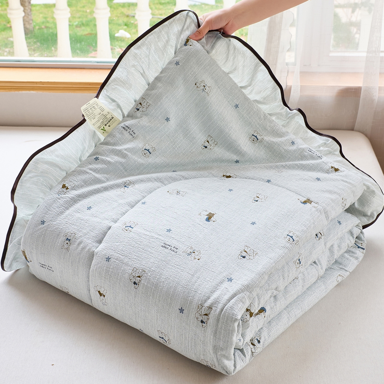 91家纺网 家纺一手货源 找家纺 （总）宝士康家纺 2026新款10A抗菌提花色织花边单夏被/夏被四件套/空调被