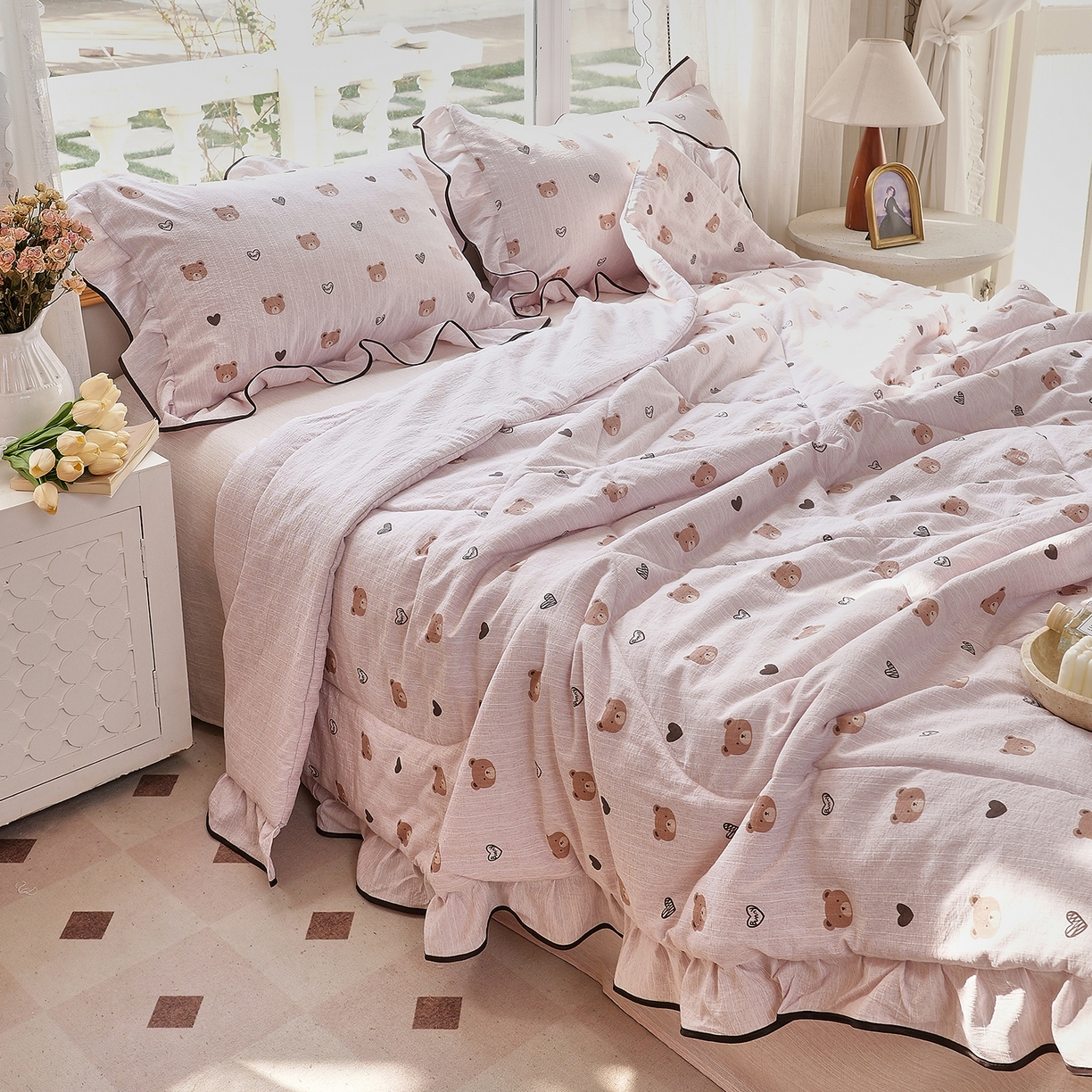 91家纺网 家纺一手货源 找家纺 宝士康家纺 2026新款10A抗菌提花色织花边单夏被/夏被四件套/空调被 雄心未了