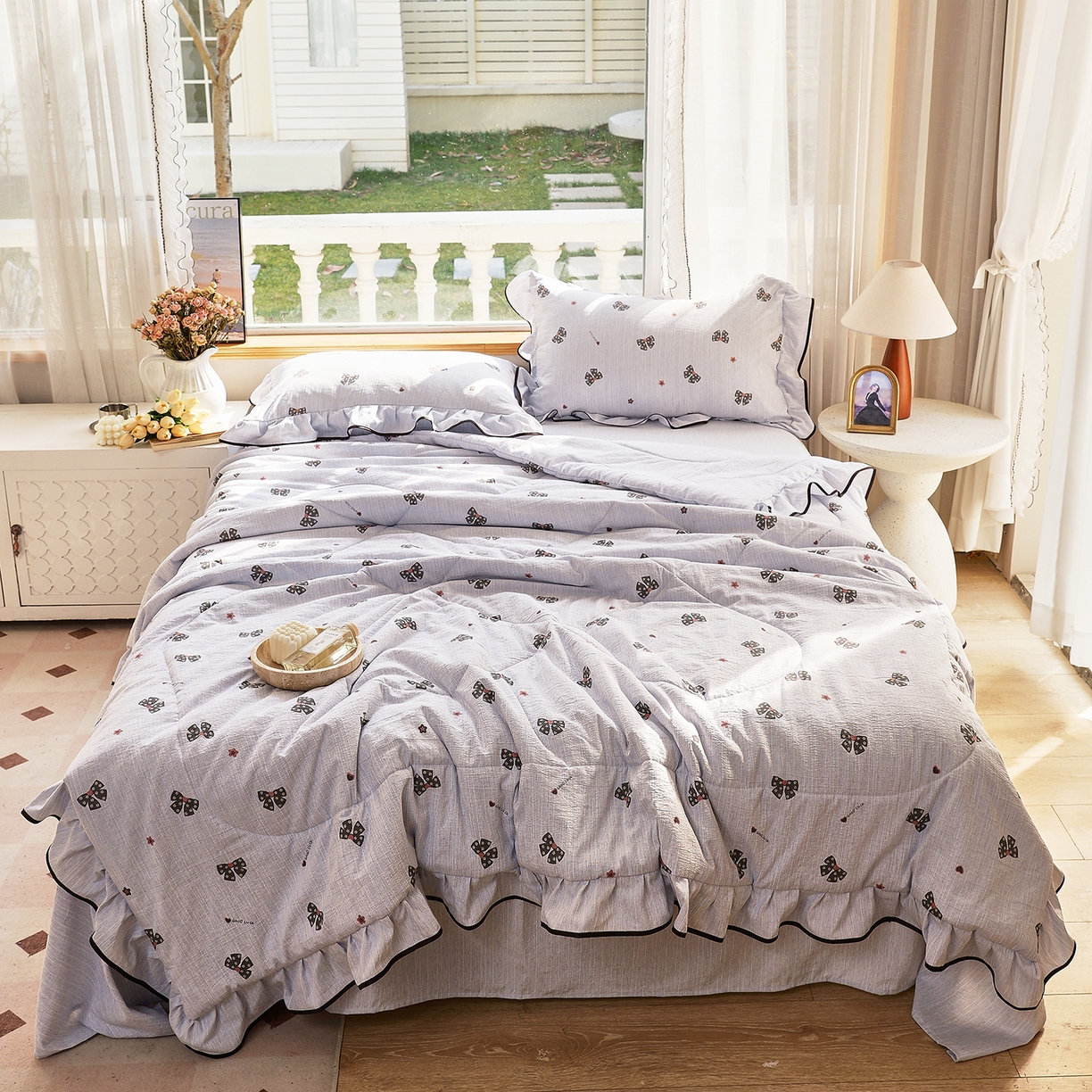 91家纺网 家纺一手货源 找家纺 （总）宝士康家纺 2026新款10A抗菌提花色织花边单夏被/夏被四件套/空调被