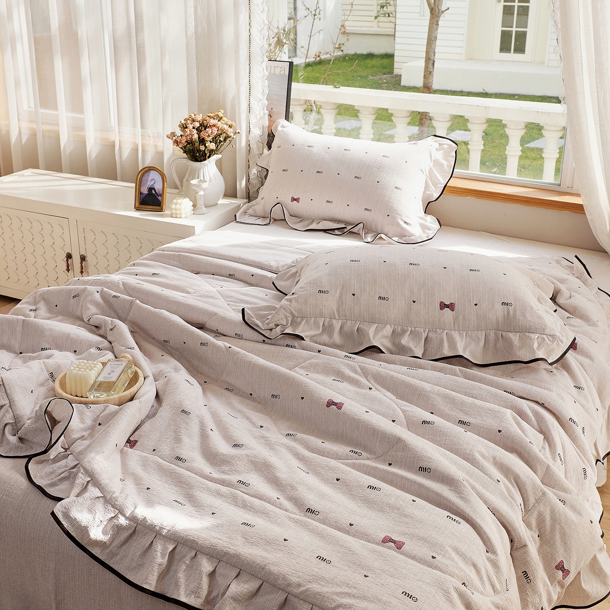 91家纺网 家纺一手货源 找家纺 宝士康家纺 2026新款10A抗菌提花色织花边单夏被/夏被四件套/空调被 黑桃字符