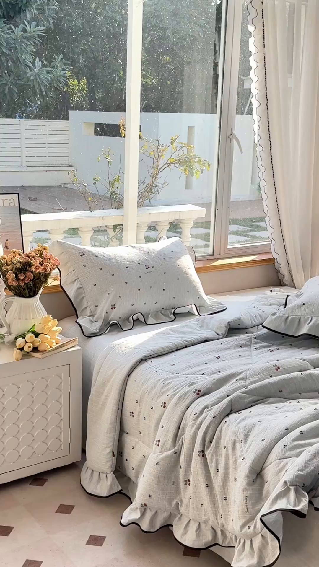 91家纺网 家纺一手货源 找家纺 宝士康家纺 2026新款10A抗菌提花色织花边单夏被/夏被四件套/空调被 蓝樱