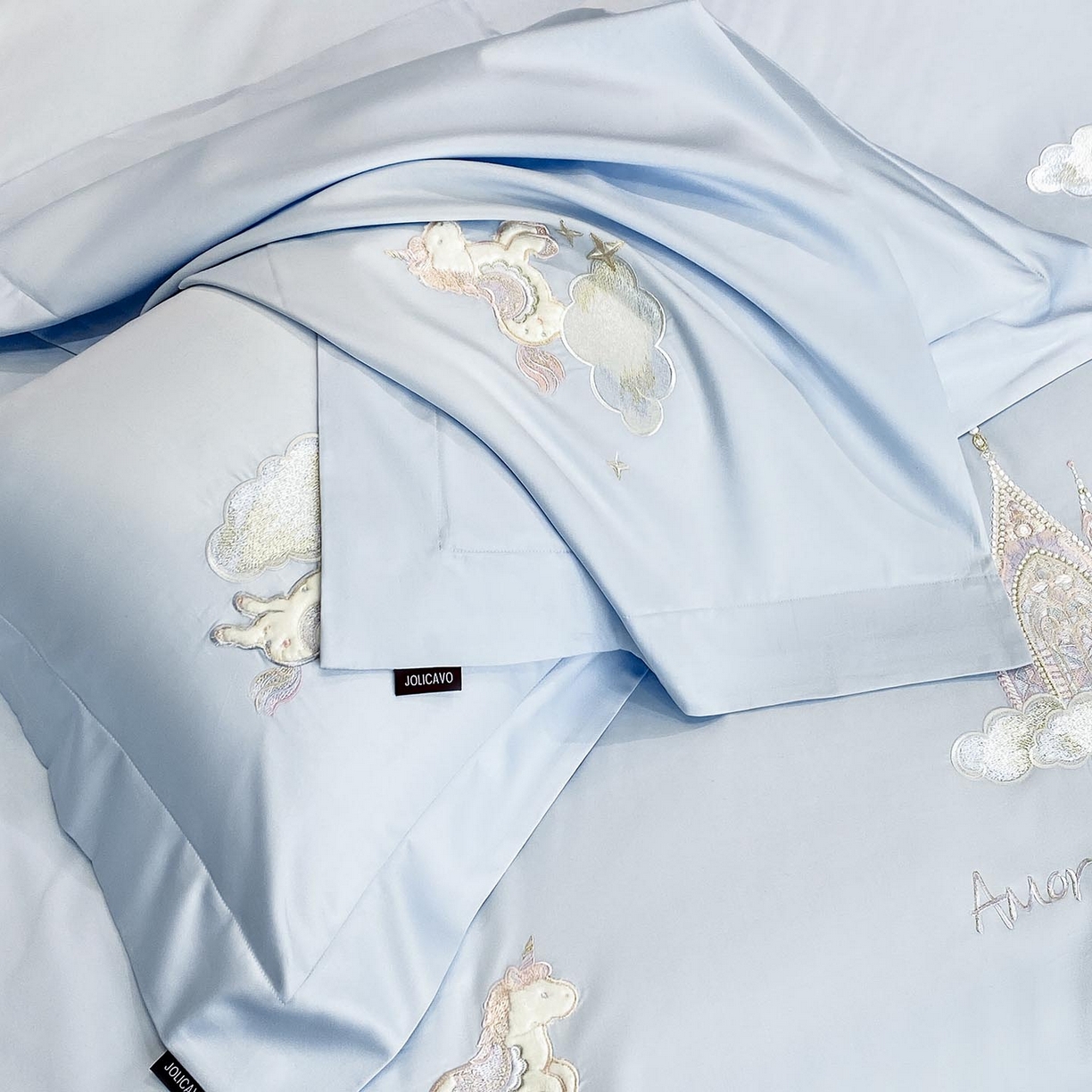 91家纺网 家纺一手货源 找家纺 （总）春夏新品A类长绒棉纯棉四件套100全棉重工刺绣被套床单床笠纯色高端轻奢床上用品