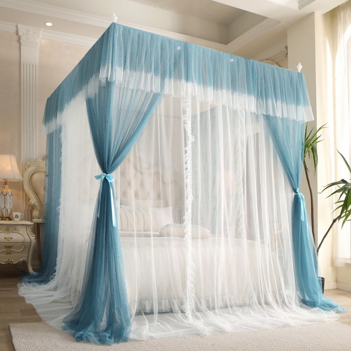 91家纺网 家纺一手货源 找家纺 （总）青竹苑 2026春夏新款双层纱撞色落地蚊帐