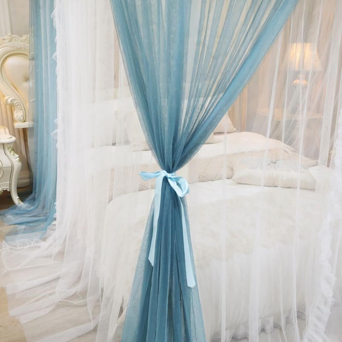 91家纺网 家纺一手货源 找家纺 （总）青竹苑 2026春夏新款双层纱撞色落地蚊帐