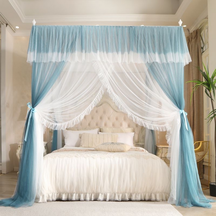 91家纺网 家纺一手货源 找家纺 （总）青竹苑 2026春夏新款双层纱撞色落地蚊帐