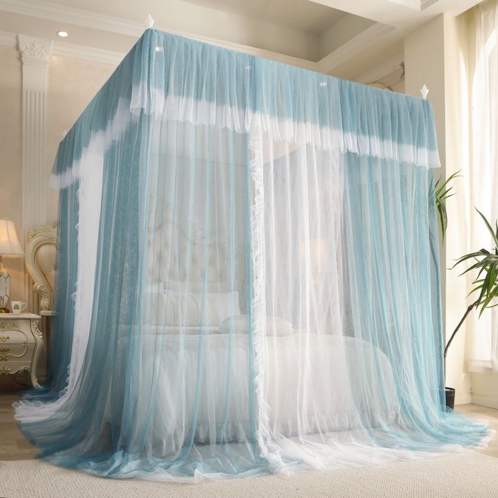 91家纺网 家纺一手货源 找家纺 （总）青竹苑 2026春夏新款双层纱撞色落地蚊帐