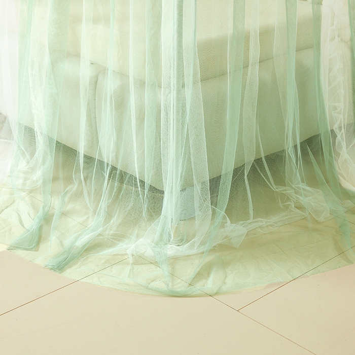 91家纺网 家纺一手货源 找家纺 青竹苑 2026春夏新款双层纱撞色落地蚊帐 薄荷绿