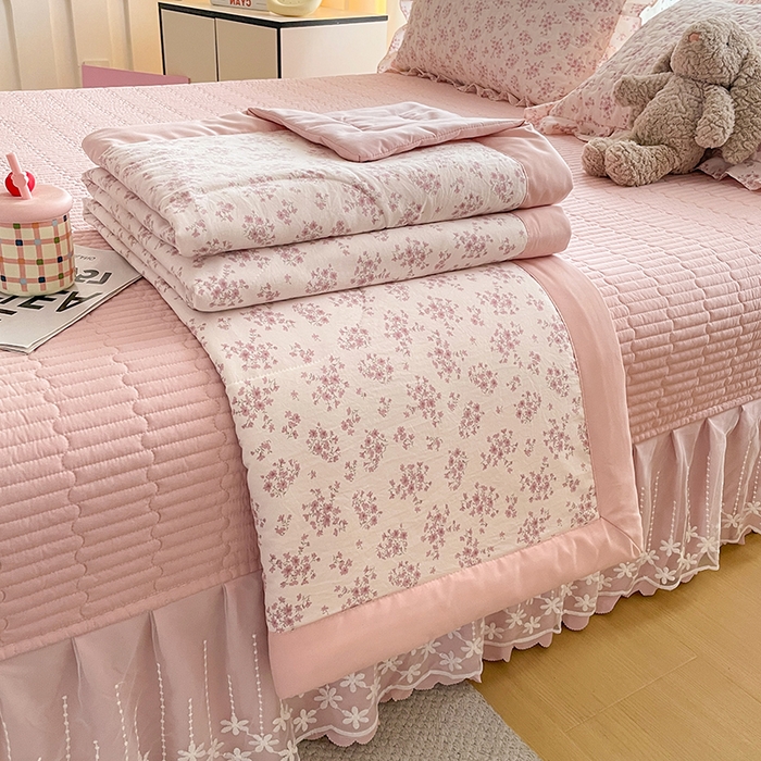 91家纺网 家纺一手货源 找家纺 （总）艺慕家纺 2026新款AB版水洗棉印花夏被床盖四件套