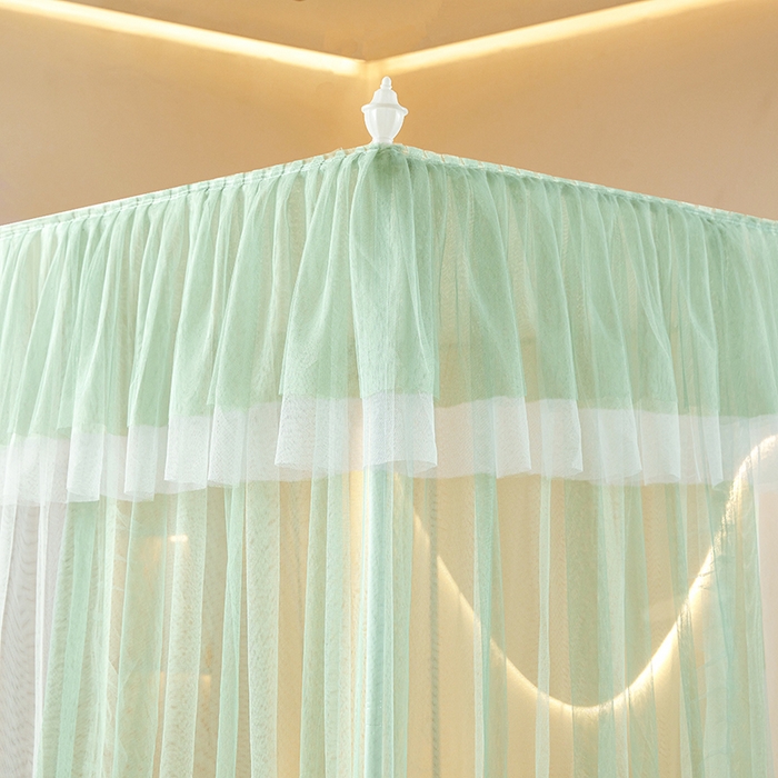 91家纺网 家纺一手货源 找家纺 青竹苑 2026春夏新款双层纱撞色落地蚊帐 薄荷绿