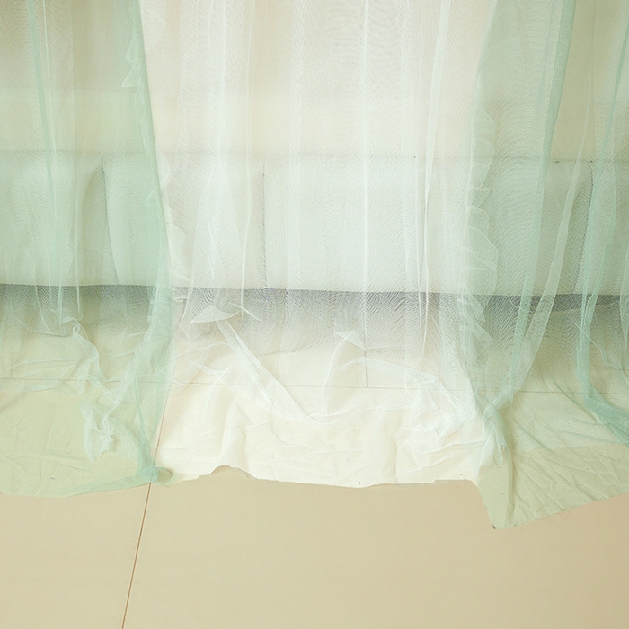 91家纺网 家纺一手货源 找家纺 青竹苑 2026春夏新款双层纱撞色落地蚊帐 薄荷绿