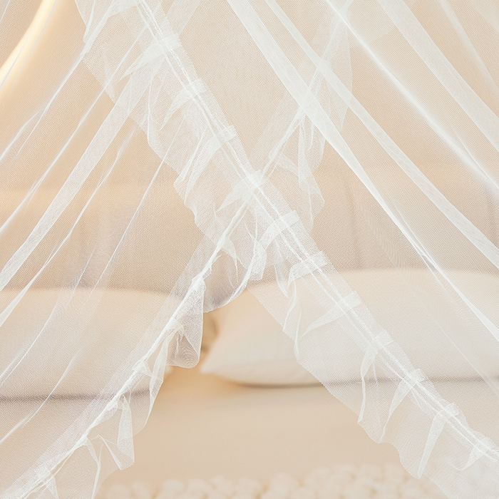 91家纺网 家纺一手货源 找家纺 青竹苑 2026春夏新款双层纱撞色落地蚊帐 薄荷绿