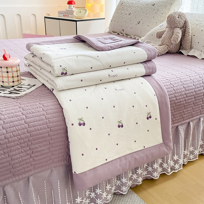 91家纺网 家纺一手货源 找家纺 （总）艺慕家纺 2026新款AB版水洗棉印花夏被床盖四件套