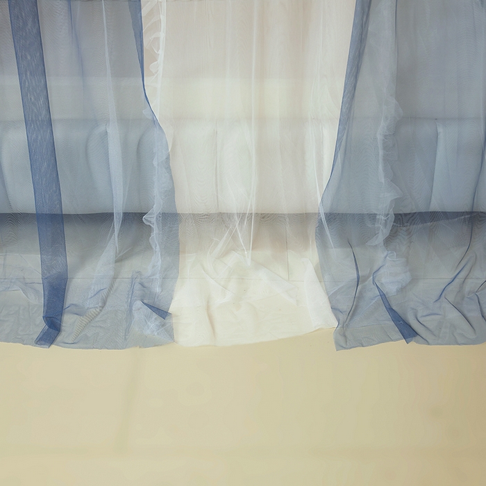 91家纺网 家纺一手货源 找家纺 青竹苑 2026春夏新款双层纱撞色落地蚊帐 宝蓝