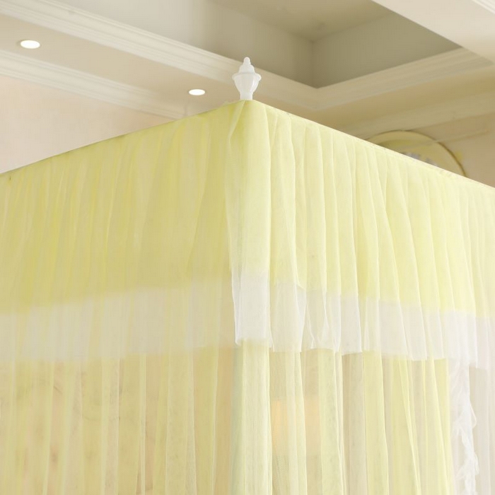 91家纺网 家纺一手货源 找家纺 青竹苑 2026春夏新款双层纱撞色落地蚊帐 柠檬黄