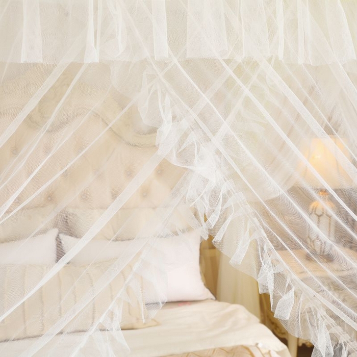 91家纺网 家纺一手货源 找家纺 青竹苑 2026春夏新款双层纱撞色落地蚊帐 柠檬黄