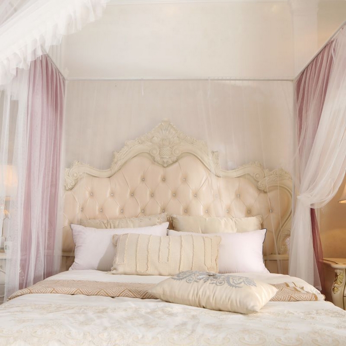 91家纺网 家纺一手货源 找家纺 青竹苑 2026春夏新款双层纱撞色落地蚊帐 太妃紫