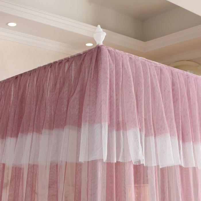 91家纺网 家纺一手货源 找家纺 青竹苑 2026春夏新款双层纱撞色落地蚊帐 太妃紫