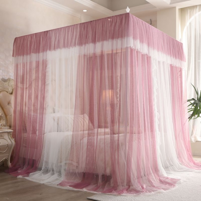 91家纺网 家纺一手货源 找家纺 青竹苑 2026春夏新款双层纱撞色落地蚊帐 太妃紫