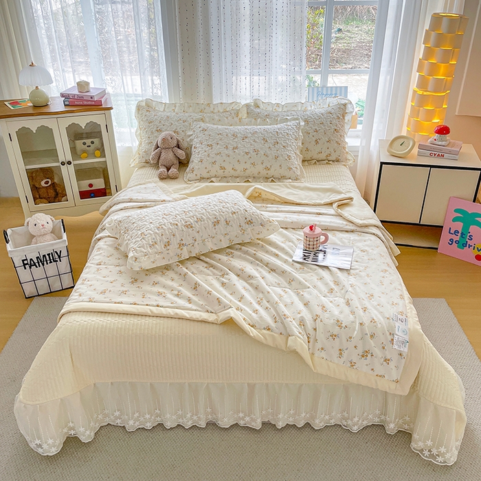 91家纺网 家纺一手货源 找家纺 （总）艺慕家纺 2026新款AB版水洗棉印花夏被床盖四件套