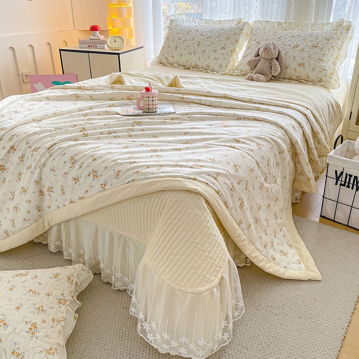 91家纺网 家纺一手货源 找家纺 （总）艺慕家纺 2026新款AB版水洗棉印花夏被床盖四件套