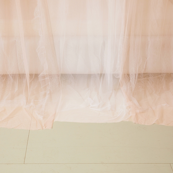 91家纺网 家纺一手货源 找家纺 青竹苑 2026春夏新款双层纱撞色落地蚊帐 玉色