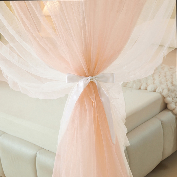 91家纺网 家纺一手货源 找家纺 青竹苑 2026春夏新款双层纱撞色落地蚊帐 玉色