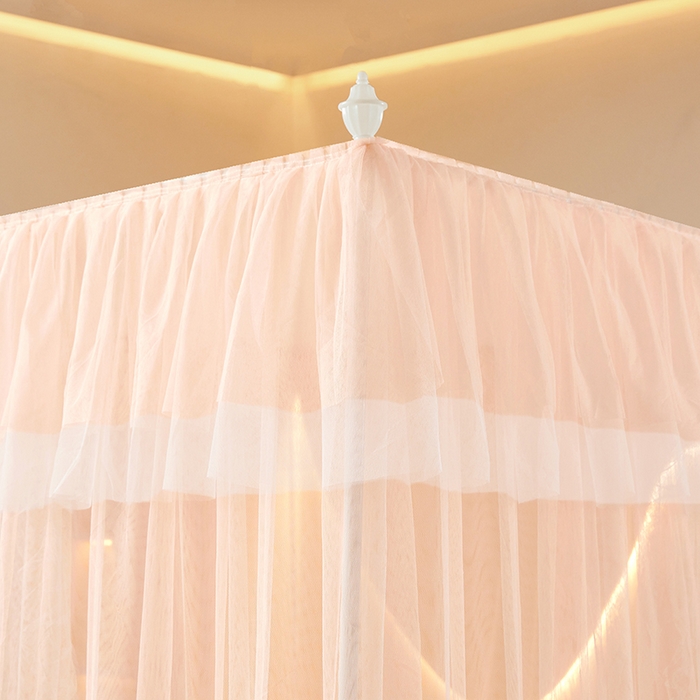 91家纺网 家纺一手货源 找家纺 青竹苑 2026春夏新款双层纱撞色落地蚊帐 玉色