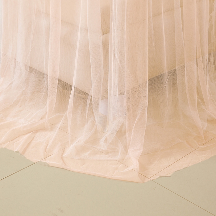 91家纺网 家纺一手货源 找家纺 青竹苑 2026春夏新款双层纱撞色落地蚊帐 玉色