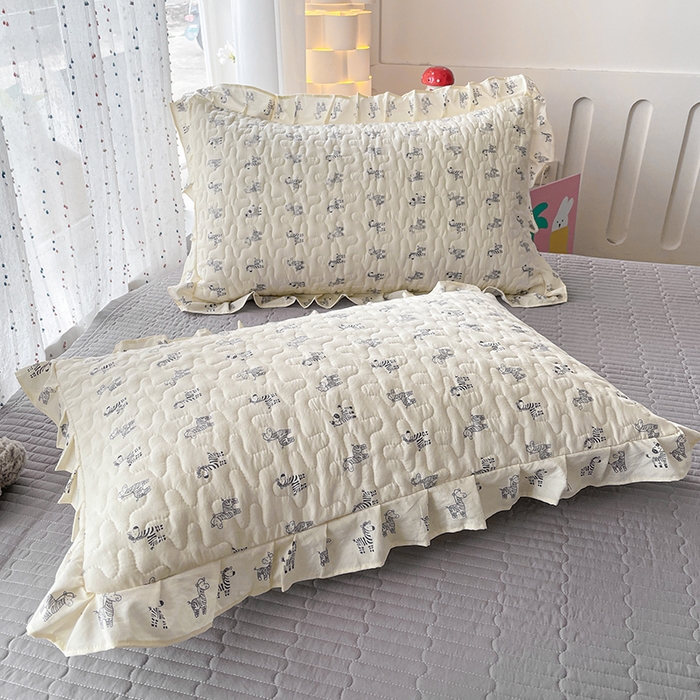 91家纺网 家纺一手货源 找家纺 艺慕家纺 2026新款直播热款古法仿棉AB版水洗棉印花双层蕾丝花边夏被床盖四件套 AB版-斑马乐园