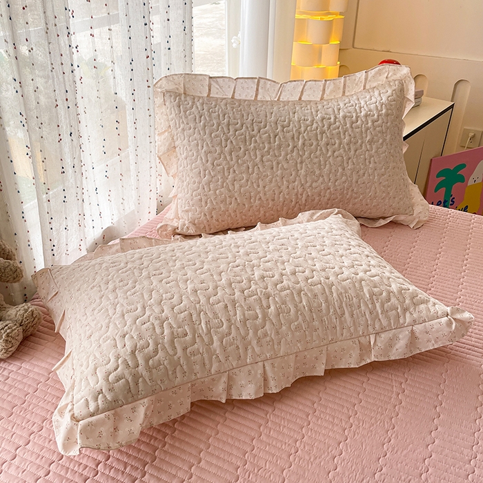 91家纺网 家纺一手货源 找家纺 艺慕家纺 2026新款直播热款古法仿棉AB版水洗棉印花双层蕾丝花边夏被床盖四件套 AB版-粉黛庄园