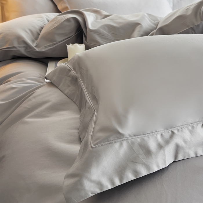 91家纺网 家纺一手货源 找家纺 栩裕纺织 2026新款双股长绒棉纯色单品被套系列-邂逅 浅灰色