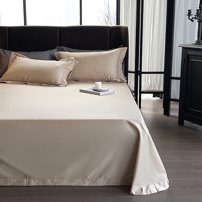 91家纺网 家纺一手货源 找家纺 栩裕纺织 2026新款双股长绒棉纯色单品被套系列-邂逅 香槟色