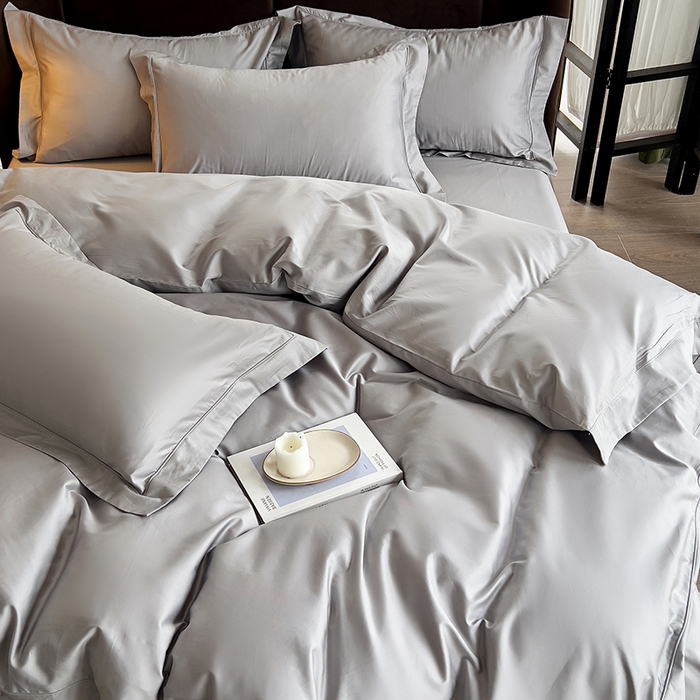 91家纺网 家纺一手货源 找家纺 栩裕纺织 2026新款双股长绒棉纯色单品被套系列-邂逅 浅灰色