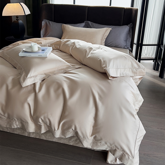 91家纺网 家纺一手货源 找家纺 栩裕纺织 2026新款双股长绒棉纯色单品被套系列-邂逅 香槟色