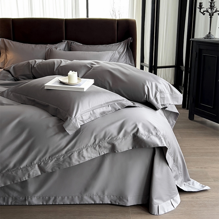 91家纺网 家纺一手货源 找家纺 栩裕纺织 2026新款双股长绒棉纯色单品被套系列-邂逅 星辰灰