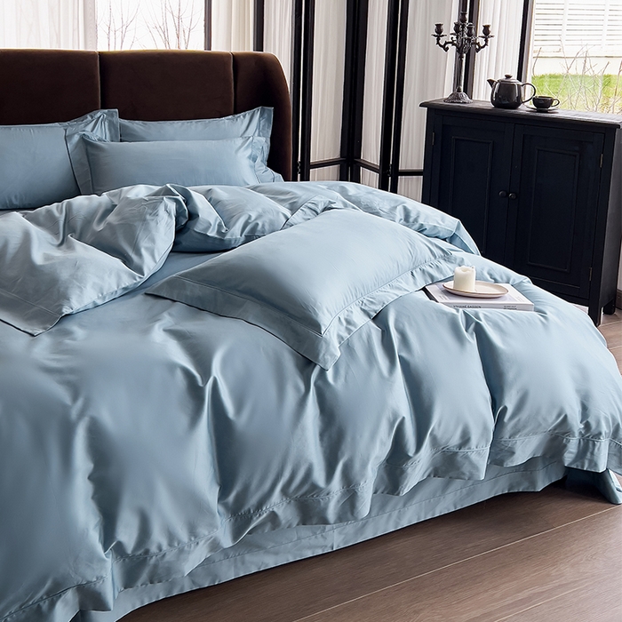 91家纺网 家纺一手货源 找家纺 栩裕纺织 2026新款双股长绒棉纯色单品被套系列-邂逅 月光蓝