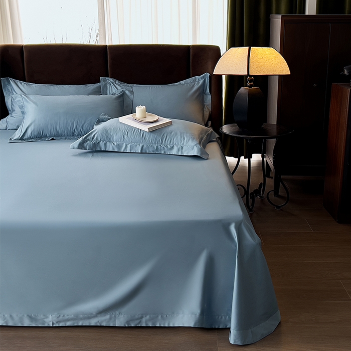 91家纺网 家纺一手货源 找家纺 栩裕纺织 2026新款双股长绒棉纯色单品被套系列-邂逅 月光蓝