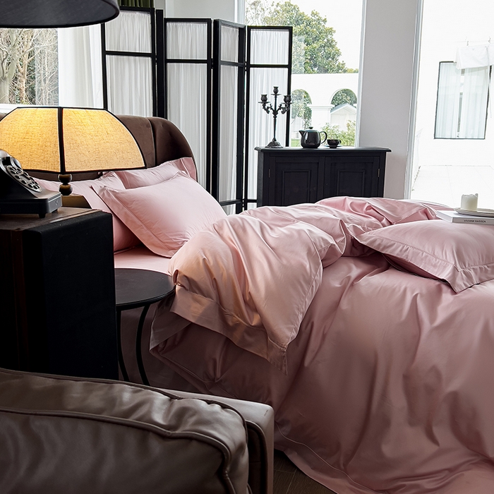 91家纺网 家纺一手货源 找家纺 栩裕纺织 2026新款双股长绒棉纯色单品被套系列-邂逅 奶油粉