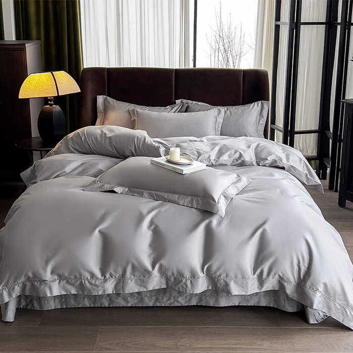 91家纺网 家纺一手货源 找家纺 栩裕纺织 2026新款双股长绒棉纯色单品被套系列-邂逅 浅灰色