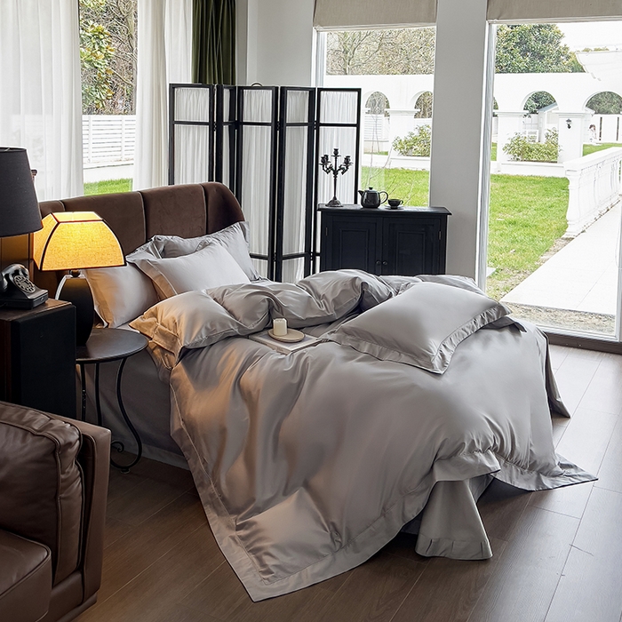 栩裕纺织 2026新款双股长绒棉纯色单品被套系列-邂逅 浅灰色