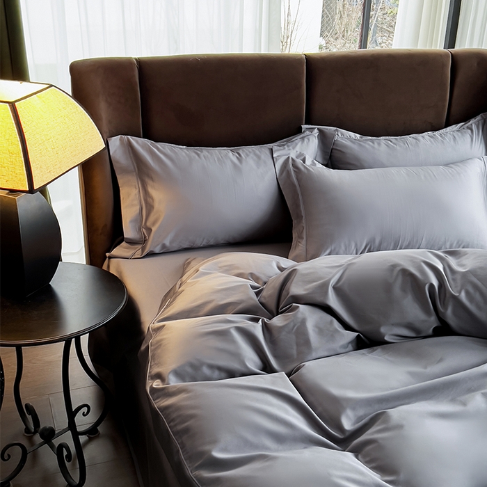 91家纺网 家纺一手货源 找家纺 栩裕纺织 2026新款双股长绒棉纯色单品被套系列-邂逅 星辰灰